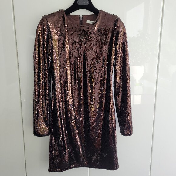 NWT Banana Republic Stretch-Sequin Mini Dress in Brown Size XS - Picture 3 of 8